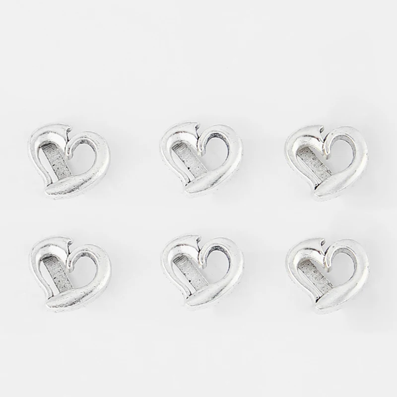 10pcs Hollow Heart Slider Spacer For Flat Leather Cord Bracelet Necklace Making DIY Fashion Jewelry Findings | Украшения и