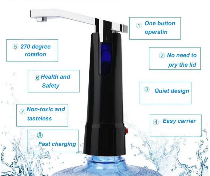 Электрический насос для бутылки воды диспенсер с перезаряжаемой батареей