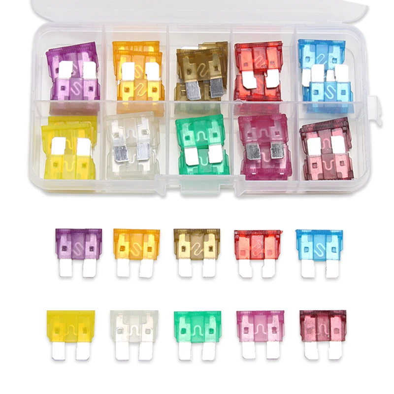 

50PCS 3/5/7.5/10/15/20/25/30/35/40AMP Standard ATO ATC Auto Car Mid-sized Blade Fuse Assortment Kit Using For Car