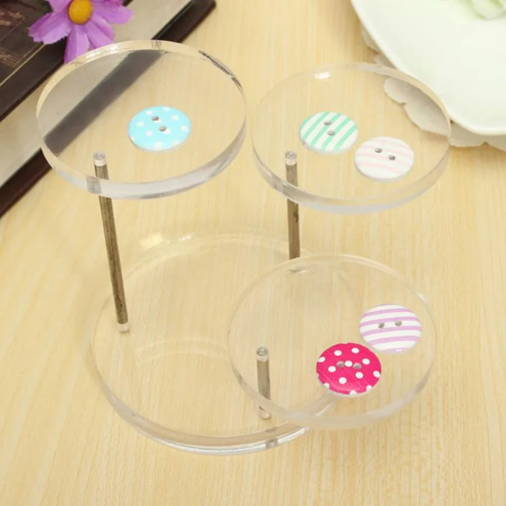 Новинка 3 слоя Прозрачная Круглая кнопка акриловая витрина для ювелирных изделий