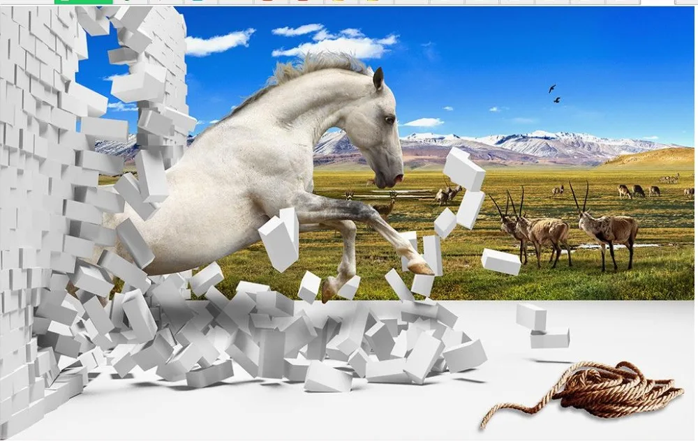 Настенные украшения нетканые обои Steppe horse 3d современные для гостиной фрески