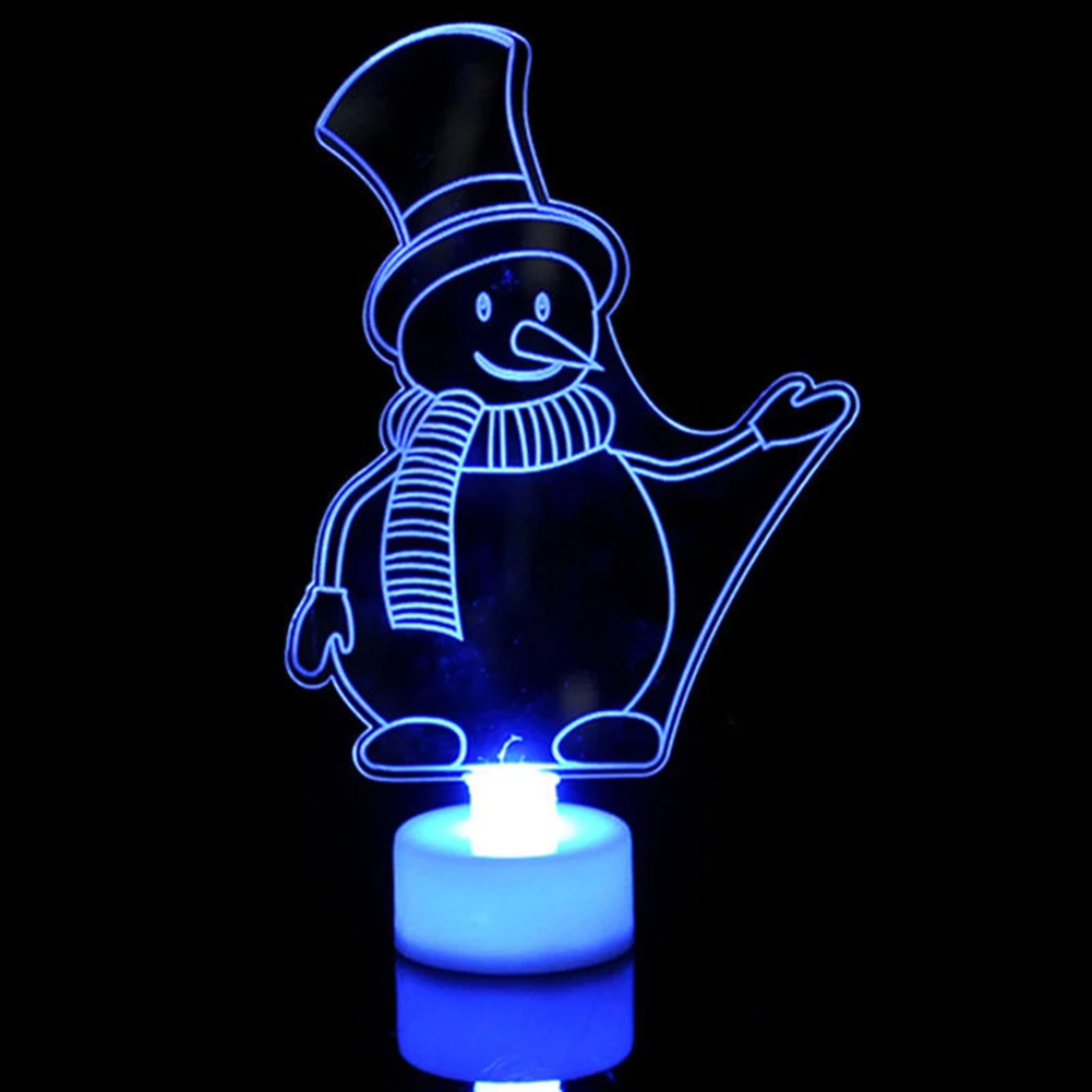 Snowman Рождественский ночник, меняющий цвет, акриловый, Рождественская елка, Санта, светодиодный светильник, для дома, вечерние, Декор, аксессуары для автомобиля, Стайлинг автомобиля - Название цвета: Snowman