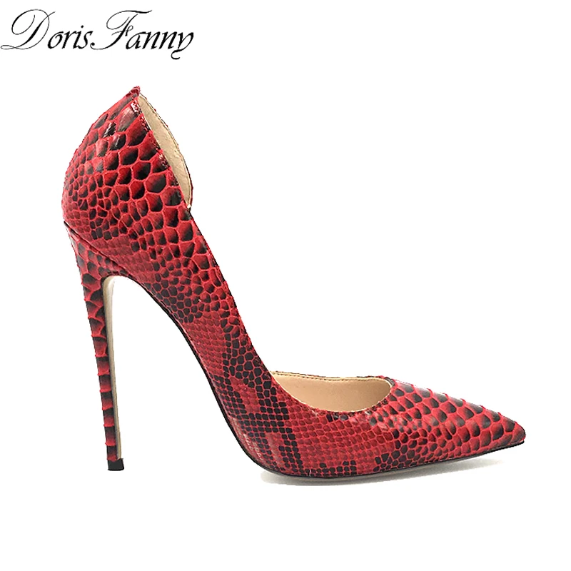 DorisFanny large size Snake Red Stiletto pumps women shoes sexy high heels 12cm/10cm/8cm | Обувь