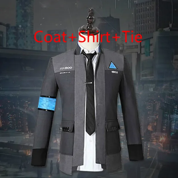 Coat Shirt Tie Игры Детройт: стать человеком Косплэй Коннор RK800 костюм спецагента равномерное плотно Unifrom Косплэй костюм для Хэллоуина - Цвет: Coat Shirt Tie