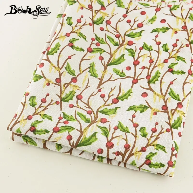 Booksew Лен Ткань Новогодние товары Стиль цветочный Дизайн Вышивание метр ткани для
