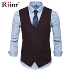 Жилет Мужской приталенный однобортный, жилет для официального костюма, свадьбы, однотонный, 2019