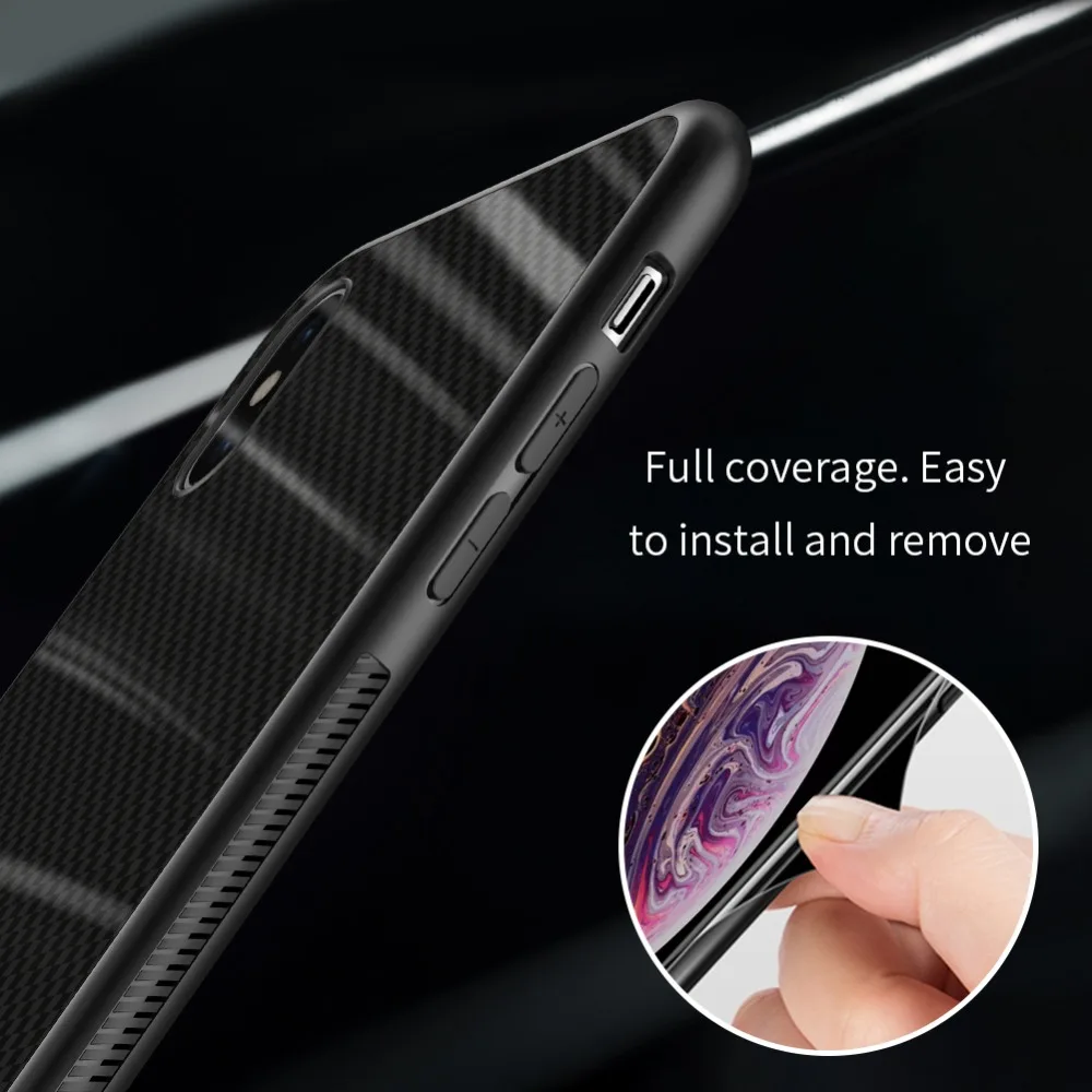 Закаленный клетчатый чехол для Apple Iphone X XS XR Max Nillkin с зеркальным эффектом задняя