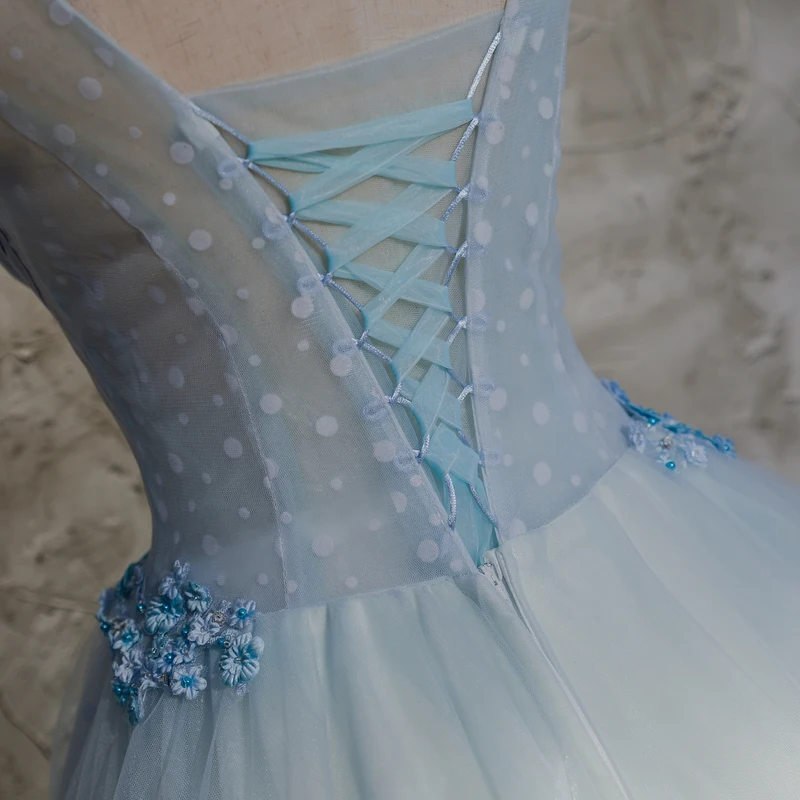 Элегантный V образным вырезом Синий бальное платье vestidos 15 Anos сладкий 16 платья для женщин Abendkleider