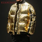 KUANGNAN, японский хип-хоп Свободный Золотой зимний жакет, Мужская парка, серебряное пальто, мужские куртки, пальто, 5XL парка, мужская одежда 2018, новинка
