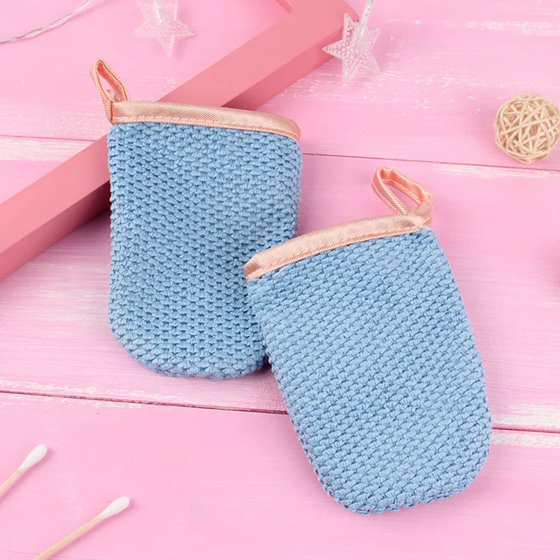 Blue 2 шт многоразовые перчатки для снятия макияжа микрофибра ткань для лица полотенце Макияж инструмент для очищения кожи для ухода за лицом полотенце s Прямая поставка - Цвет: Blue