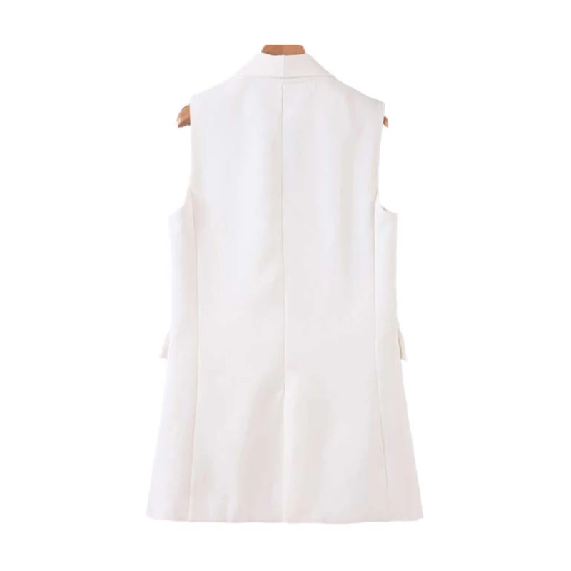 Винтажное стильное двубортное пальто с карманами длинное пальто с жилетом для женщин модная верхняя одежда без рукавов на спине Повседневный женский жилет