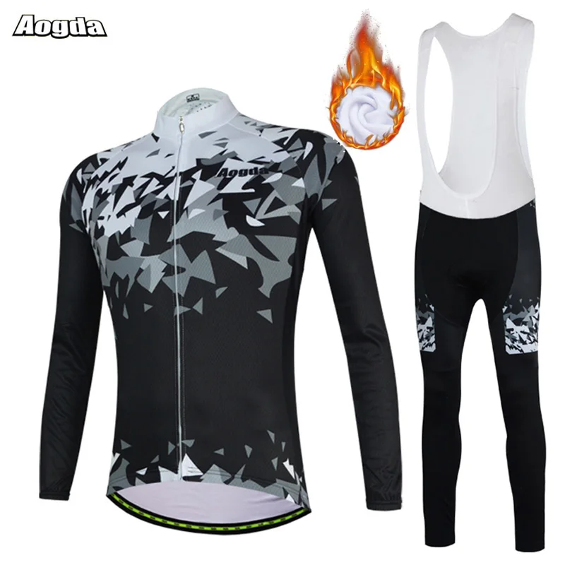 Aogda зимний теплый флисовый комплект для велоспорта Мужская велосипедная одежда