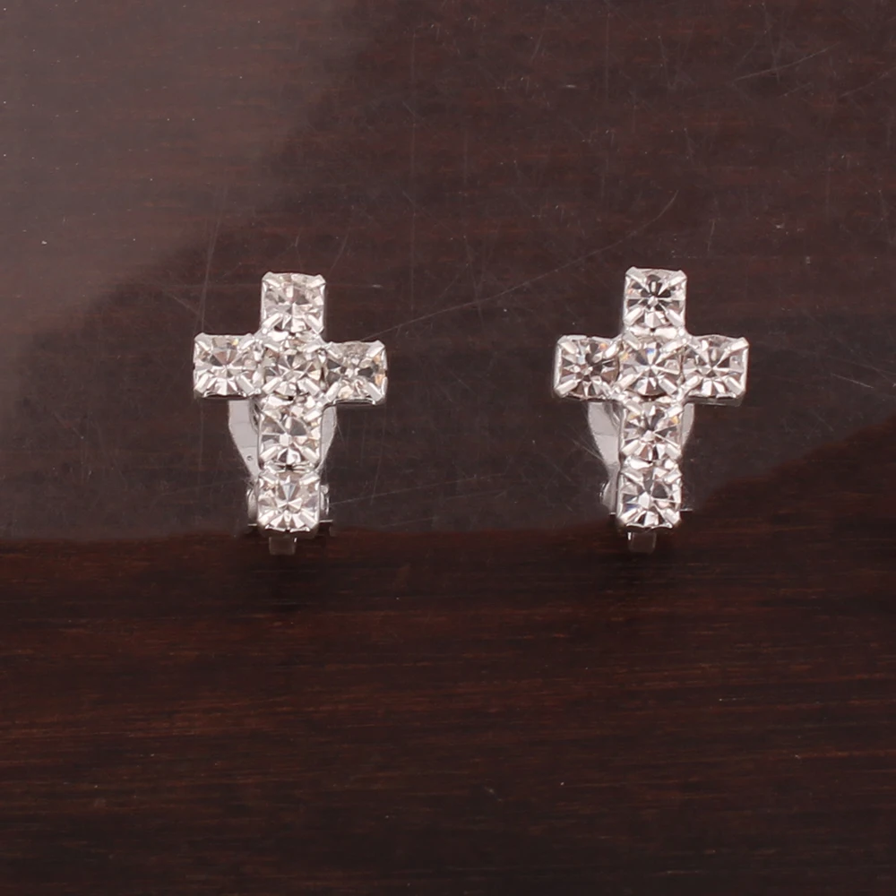 Cross Бренд Grace Jun, новые серьги-клипсы, стразы, без пирсинга, модные, студенческие, каффы, серьги, не нужно, отверстие для уха, бижутерия - Окраска металла: Cross