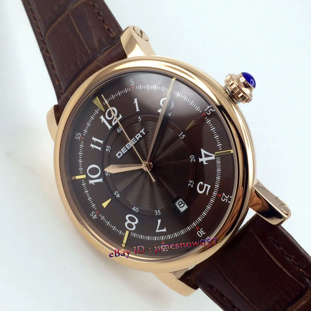 Подлинное Зеркало 43 мм роскошное кофейное окно с датой набора Золотой корпус 5ATM