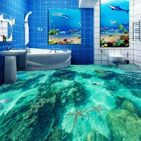 custom 3d floor wallpaper underwater world toilet bathroom bedroom floor mural pvc waterproof self adhesive papel de parede 3d