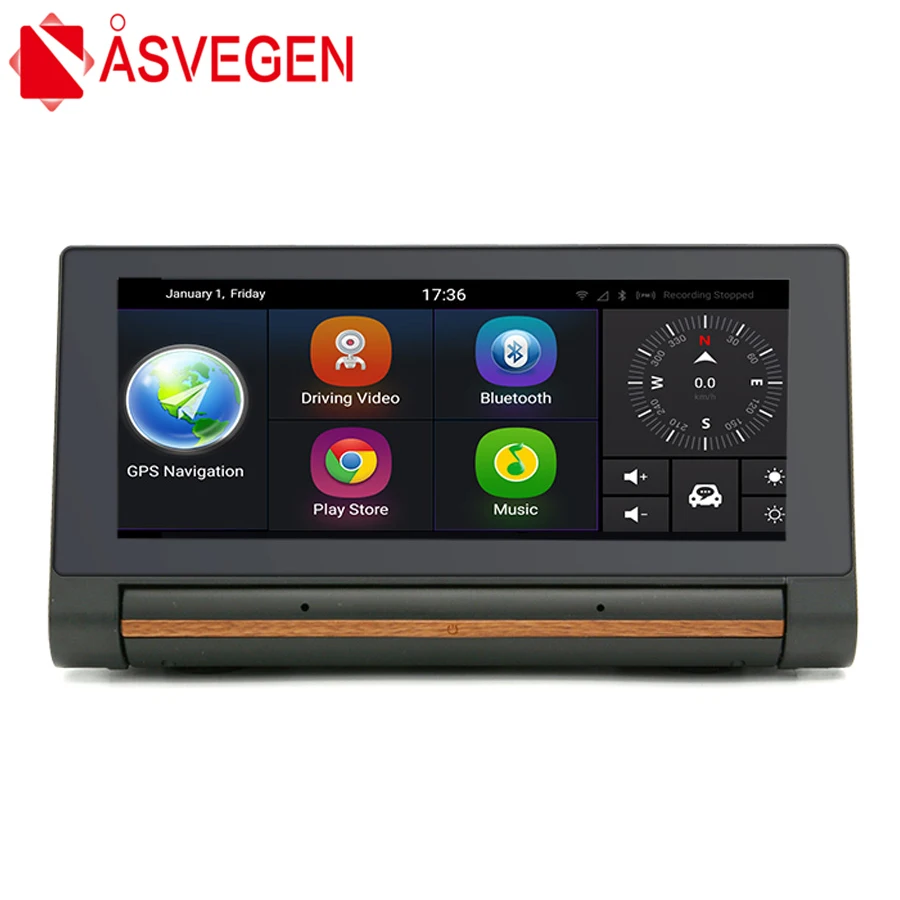 Автомобильный видеорегистратор Asvegen 6 86 дюйма Android 5 0 HD с двумя объективами GPS