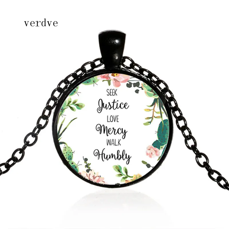 New Seek Justice Love Mercy Walk Humbly подвеска на ожерелье с цитатой из Библии стих ювелирные