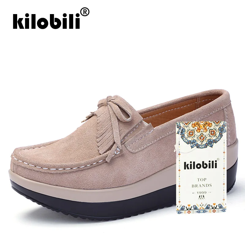 Kilobili/2019 Весенняя женская повседневная обувь из замши натуральная кожа на