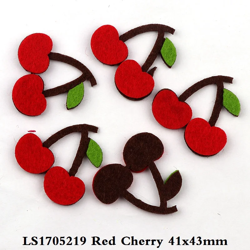 Red Cherry 10 шт нетканый материал смешанные цвета фрукты Войлок Ткань Патч DIY ткань аппликации/Ремесло Свадебные патчи - Цвет: Red Cherry
