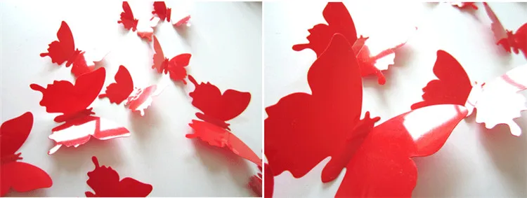 24 шт./лот ПВХ 3D DIY Бабочка наклейки на стену домашний декор плакат для кухни комнаты клей декоративные настенные наклейки