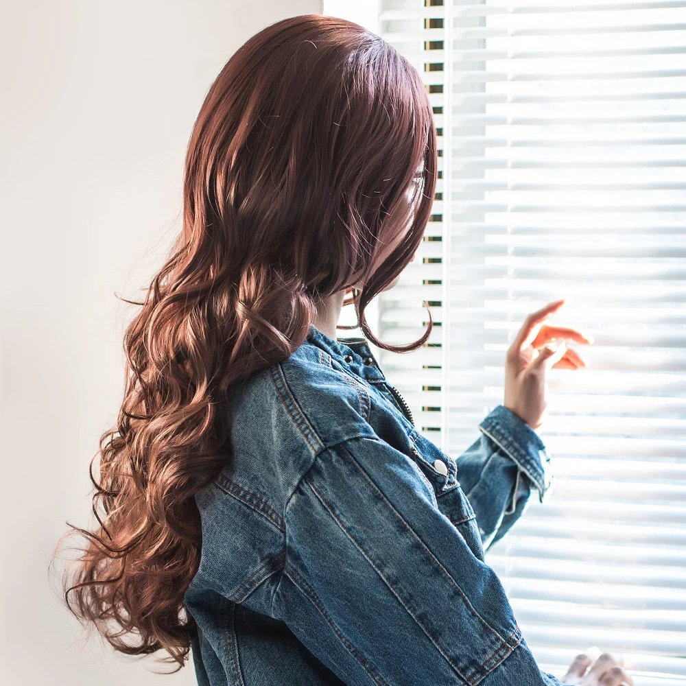 Очаровательный Смешанные Коричневый Пушистый Волнистые Синтетические Пробор