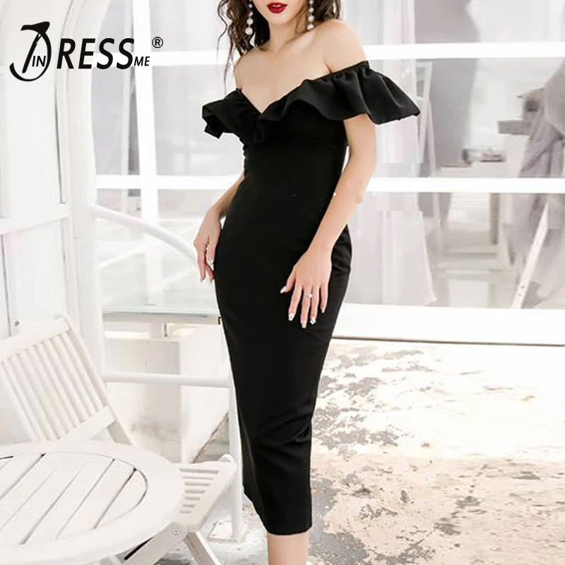 Женские облегающие платья INDRESSME однотонные вечерние до колена с открытыми