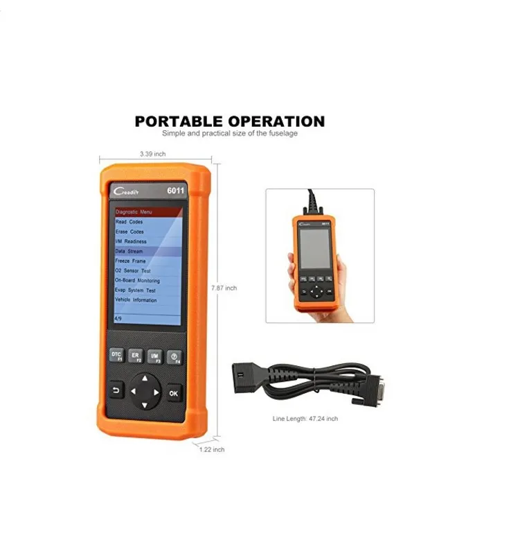 100% Оригинальный Launch CReader 6011 OBD2/диагностический сканер EOBD с ABS и SRS системой