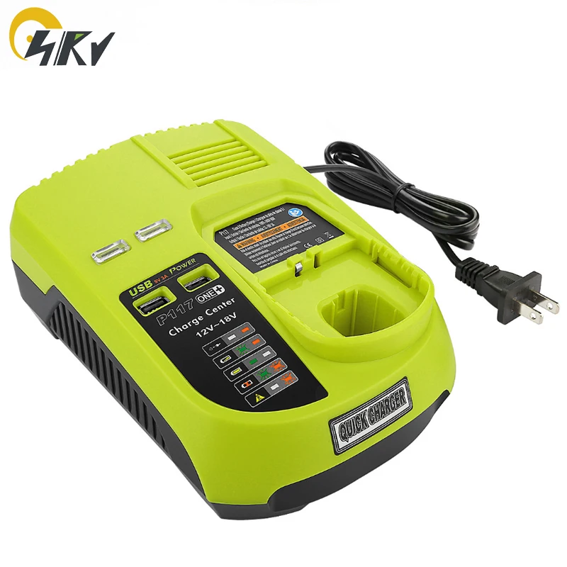 

P107 P108 P117 12v-18V Li-ion NIMH charger for RYOBI P103 Lithium NICD power tools battery universal charger with USB
