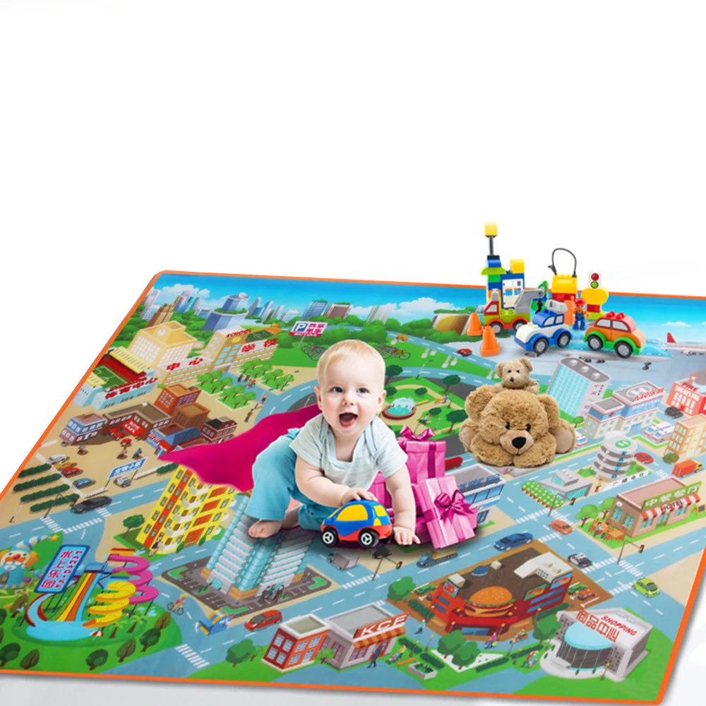 

120CM Waterproof Baby Play Mat Foldable Climbing Infant Route Map City Town Crawling Pad Mat Children Outdoor Picnic Toy Carpet