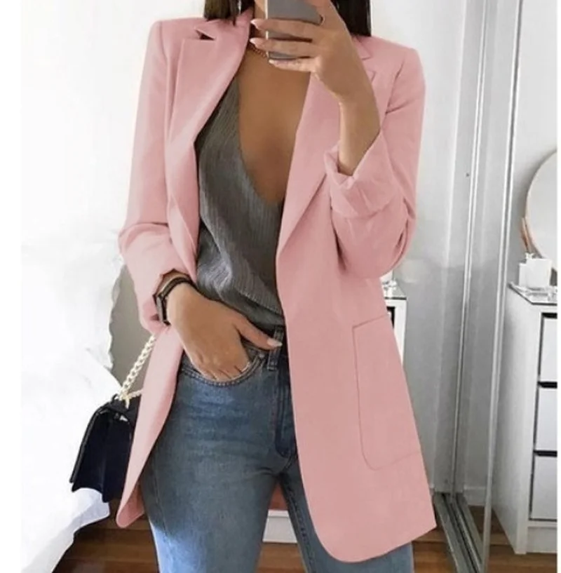 Женский Повседневный Тренч ZOGAA однотонный офисный плащ с длинным рукавом большой