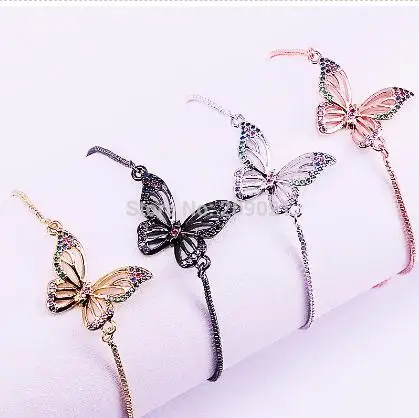 10 шт. Радужный CZ кубический циркон micro pave Butterflys соединитель браслет - Окраска металла: Bracelet