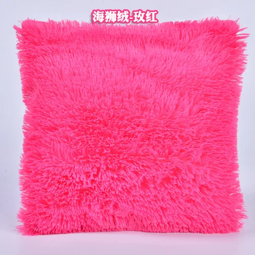 hot pink Однотонный длинный плюшевый чехол для подушки, Теплый Мягкий Квадратный диван, автомобильный чехол для подушки, домашний декор, товары для дома, декоративная коробка(без сердечника - Цвет: hot pink