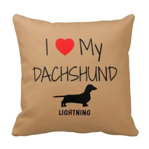 

Custom Name I Love My Dachshund Throw Pillow Case Cushion Cover Dog Design Personalised Customized Pillowcase Gift Two Sides 18"