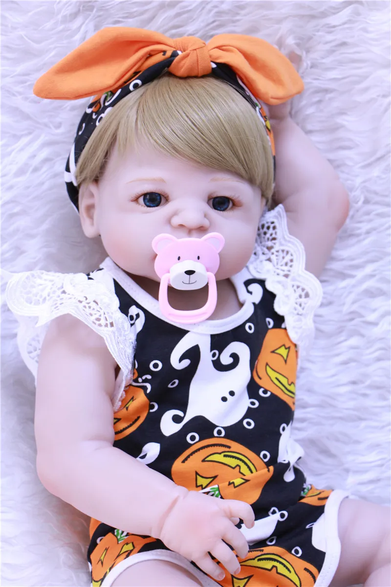 

Blonde hair girl doll reborn 22inch full silicone baby dolls for kids bebe gift reborn menina de silicone menina 55 cm