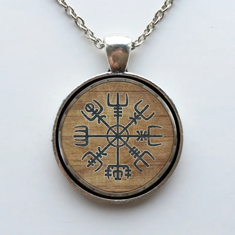 Щит викинга стекло кабошон с фото ожерелье серебро Винтаж лошадь арт подвесной