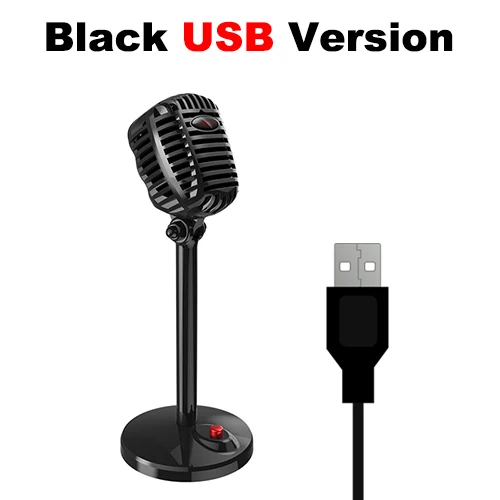 USB mic Ретро HD Studio 3,5 мм USB игровой конденсаторный микрофон сетевой Аудио Микрофон для караоке профессиональный настольный микрофон для записи - Цвет: USB mic