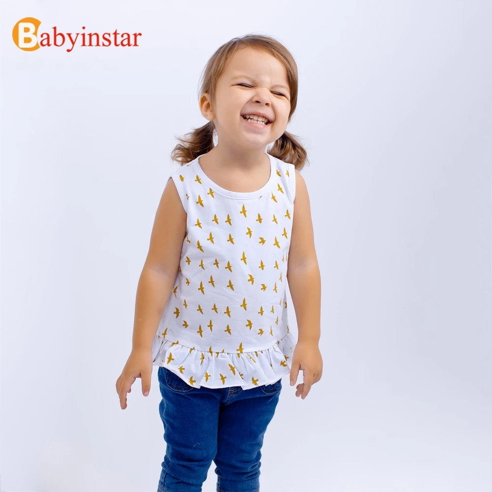 Babyinstar/2019 Новое поступление Лето топы без рукавов милый Чайка узор футболки малыш