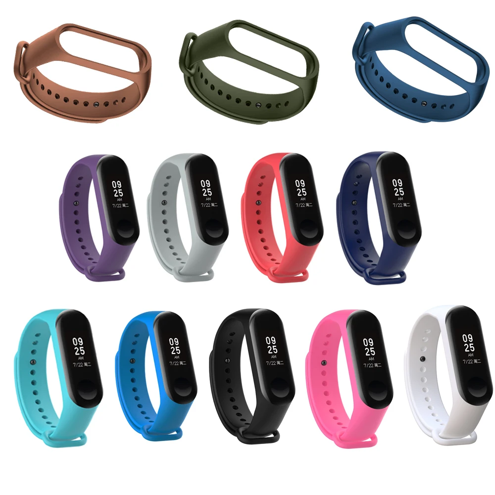 Ремешок силиконовый для Xiaomi Mi Band 3 сменный цветной браслет смарт часов mi 12