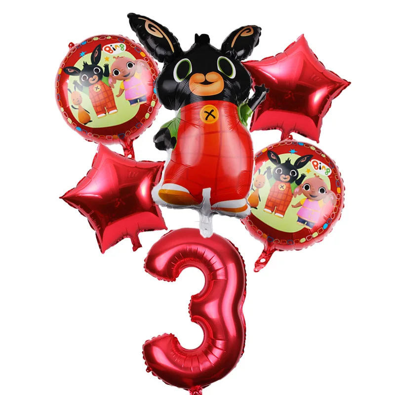 6 шт./лот 86*60 см мультфильм Bing Bunny 32 дюймов номер фольги воздушный шар кролик шары День рождения украшения Детские шары globos