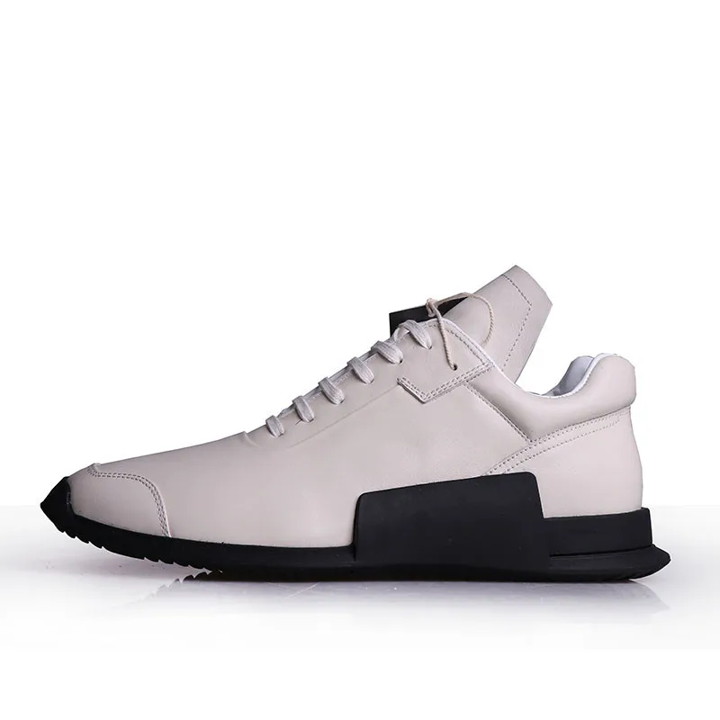 

Men's flat summer genuine leather trainer casual shoes lace up tank sole comfortable leather shoes