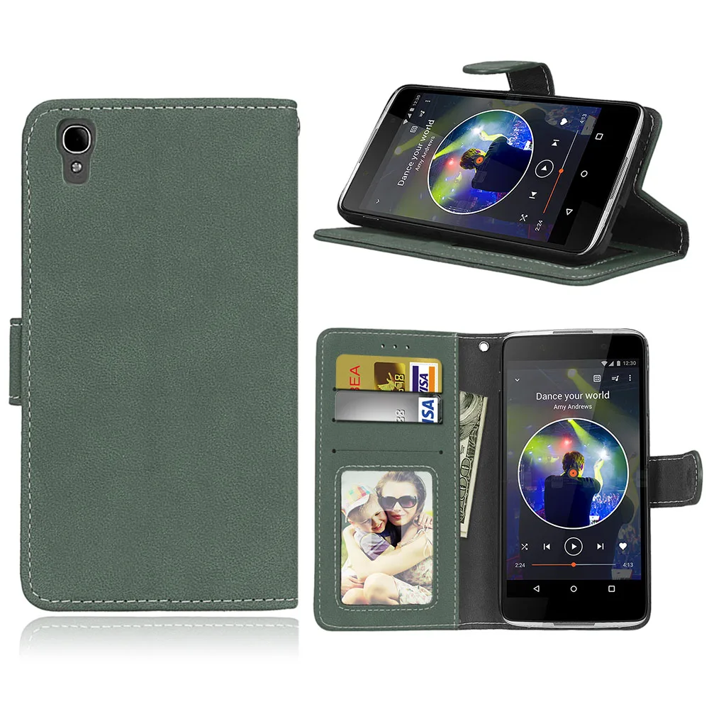 Green Для Alcatel idol 4 5,2 ''чехол роскошный чехол-бумажник из искусственной кожи для Alcatel One Touch idol 4 6055U 6055Y 6055K сумочки и чехлы для телефонов чехол s для idol 4 - Цвет: Green