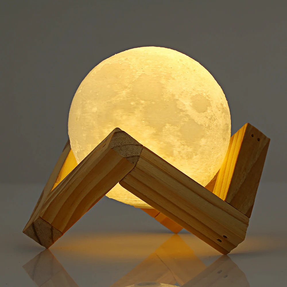 20 CM UE3D020 Rechargeable 3D Print Moon Lamp 2 Color Change Touch Switch Bedroom Bookcase Night Light Home Decor Creative Gift | Лампы и