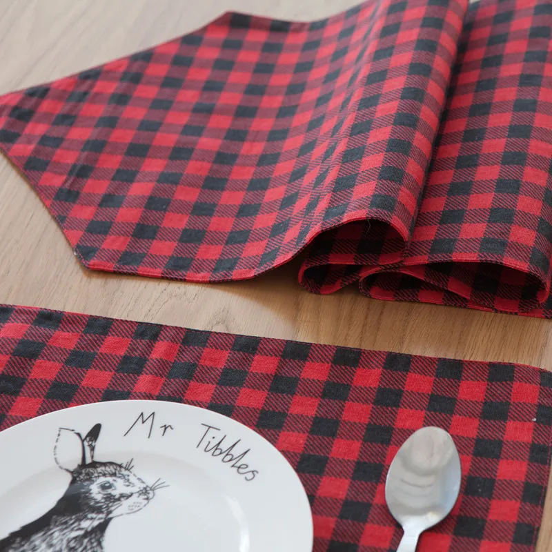 Бесплатная доставка красные черные клетчатые настольная дорожка Decoracion Меса