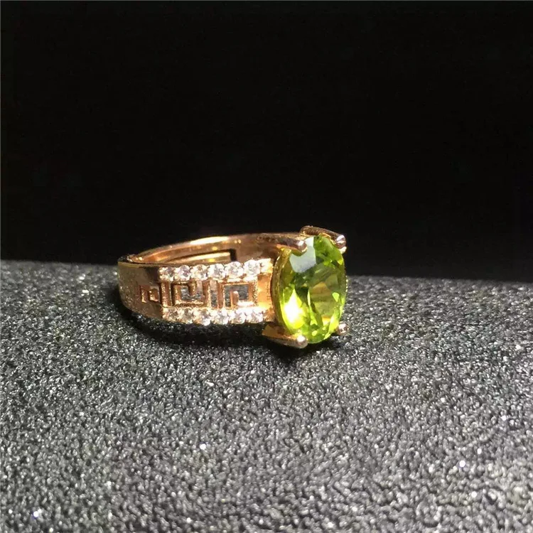 KJJEAXCMY fine jewelry 925 Серебряное инкрустированное натуральным оливковым камнем кольцо для леди с высоким качеством супер огненный цвет - Цвет камня: Золотой