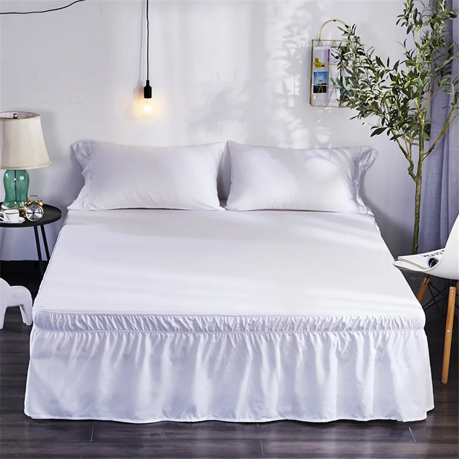 Hotel Microfiber Queen/King Size Bed Skirt White Shirts without Surface Elastic Band Fitted Valance Sheet Lining Easy | Дом и сад