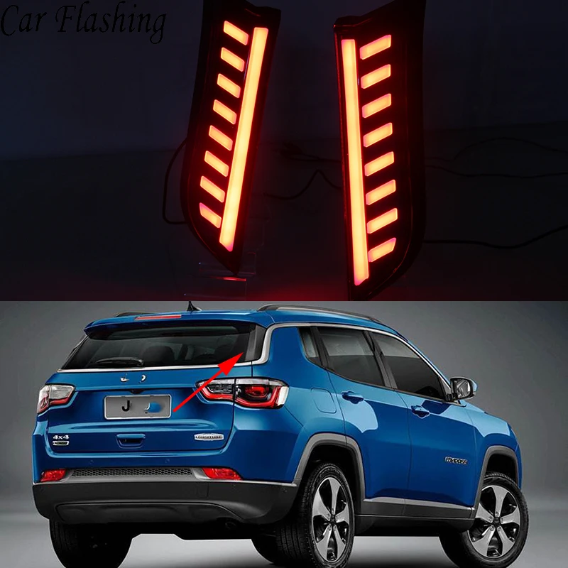 Автомобильная проблесковая 1 пара для Jeep compass 2017 2018 светодиодный задний фонарь