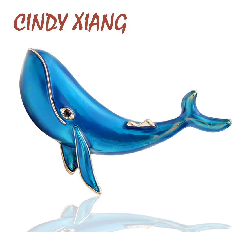 

CINDY XIANG Blue Color Whale Brooches for Women Fashion Sea Animal Pins Fashion Kids Jewelry Enamel Pins High Quality New 2019
