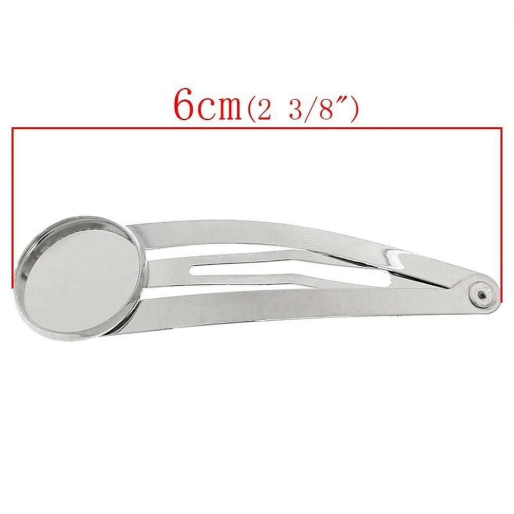 

Sexy Sparkles 20 Pcs Silver Tone Snap Hair Clips / 16mm Cabochon Pad Hot Sale