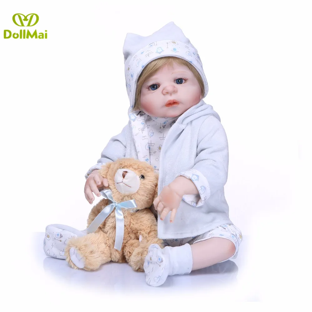Детские куклы reborn menino 23 &quot 57 см полностью силиконовые игрушки для детей подарок