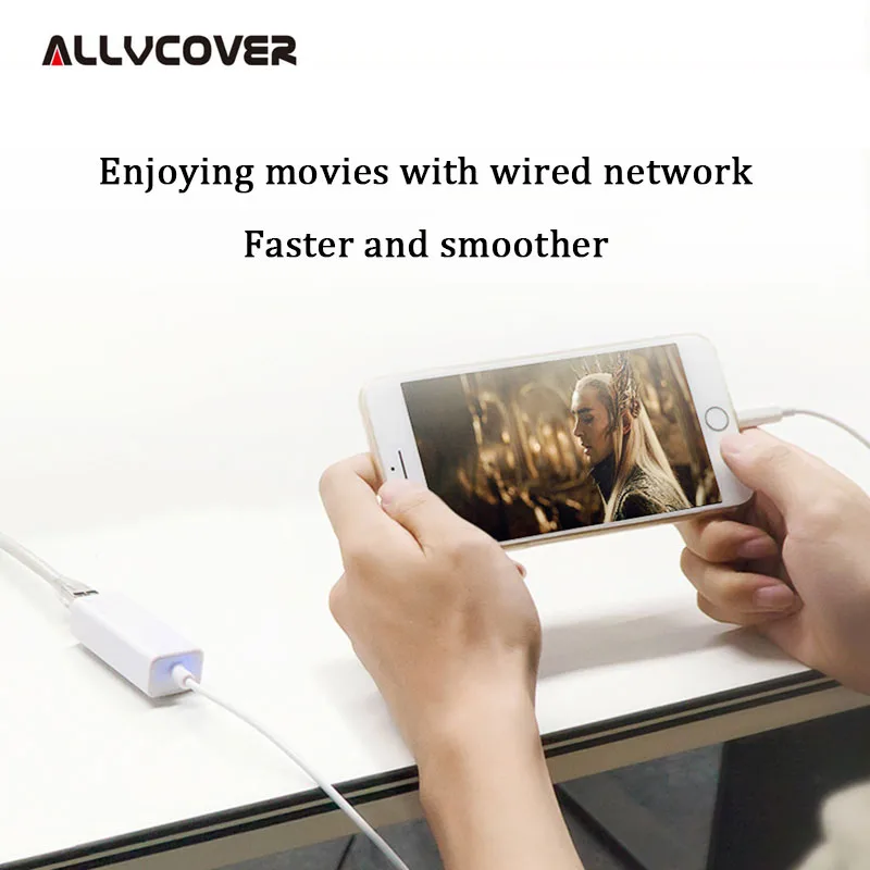 Allvcover для Lightning RJ45 Ethernet LAN проводной сетевой адаптер 100 Мбит/с кабель за рубежом